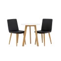 Leonora söögilaud φ65 - Oaklook / valge MDF + tänane söögitool - loodus / must PU _2