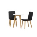 Leonora söögilaud φ65 - Oaklook / valge MDF + tänane söögitool - loodus / must PU _2