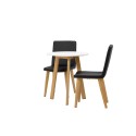 Leonora söögilaud φ65 - Oaklook / valge MDF + tänane söögitool - loodus / must PU _2
