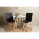 Leonora söögilaud φ65 - Oaklook / valge MDF + tänane söögitool - loodus / must PU _2
