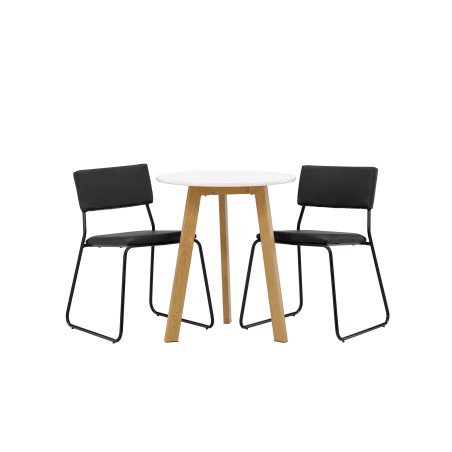 Leonora söögilaud φ65 - Oaklook / valge MDF + Kenth tool - must / must PU _2