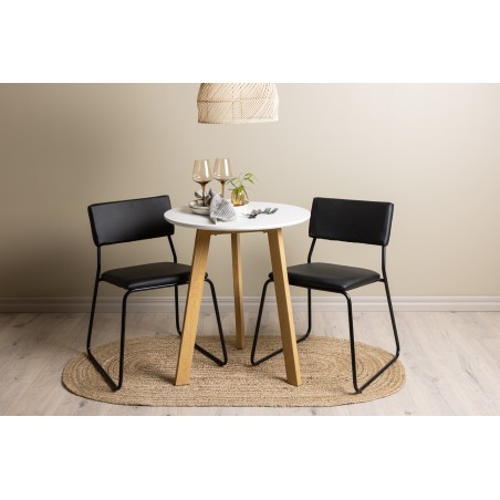 Leonora söögilaud φ65 - Oaklook / valge MDF + Kenth tool - must / must PU _2