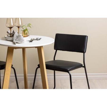 Leonora söögilaud φ65 - Oaklook / valge MDF + Kenth tool - must / must PU _2