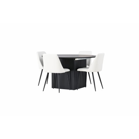 Matilda söögilaud φ130 - must / must spooniga MDF + öösöögitool - must / valge PU _4