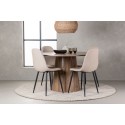 Lanzo söögilaud φ120 - naturaalne / naturaalne MDF + söögitool Polar - must / beež boucle _4