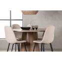 Lanzo söögilaud φ120 - naturaalne / naturaalne MDF + söögitool Polar - must / beež boucle _4