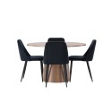 Lanzo söögilaud φ120 - naturaalne / naturaalne MDF + öösöögitool - must / must samet _4