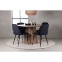 Lanzo söögilaud φ120 - naturaalne / naturaalne MDF + öösöögitool - must / must samet _4