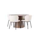 Lanzo söögilaud φ120 - naturaalne / naturaalne MDF + Edina söögitool - must / valge boucle _4
