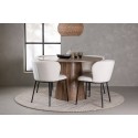 Lanzo söögilaud φ120 - naturaalne / naturaalne MDF + Edina söögitool - must / valge boucle _4