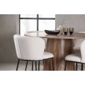 Lanzo söögilaud φ120 - naturaalne / naturaalne MDF + Edina söögitool - must / valge boucle _4