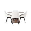 Lanzo söögilaud φ120 - naturaalne / naturaalne MDF + Rosie söögitool - must / beež kangas _4