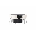 Söögilaud Matilda φ130 - Must / Must MDF spooniga + Edina söögitool - Must / Valge Boucle _4