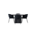 Söögilaud Matilda φ130 - Must / Must MDF spooniga + Söögitool Selma - Must / Must Velvet _4