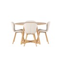 Söögilaud Yakidon - Kummipuu / Oaklook MDF + Lilja söögitool - Oaklook / beež kangas _4