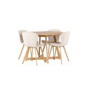 Söögilaud Yakidon - Kummipuu / Oaklook MDF + Lilja söögitool - Oaklook / beež kangas _4