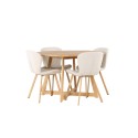 Söögilaud Yakidon - Kummipuu / Oaklook MDF + Lilja söögitool - Oaklook / beež kangas _4