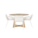 Yakidon söögilaud - kummipuit / tammepuust MDF + Tvist söögitool - beež / beež PU _4