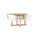 Yakidon söögilaud - kummipuit / tammepuust MDF + Tvist söögitool - beež / beež PU _4