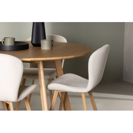 Söögilaud Yakidon - Kummipuu / Oaklook MDF + Lilja söögitool - Oaklook / beež kangas _4