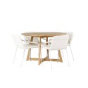 Yakidon söögilaud - kummipuit / tammepuust MDF + Tvist söögitool - beež / beež PU _4