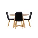 Yakidon söögilaud - kummipuit / tammepuust MDF + tänane söögitool - loodus / must PU _4