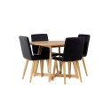 Yakidon söögilaud - kummipuit / tammepuust MDF + tänane söögitool - loodus / must PU _4