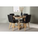 Yakidon söögilaud - kummipuit / tammepuust MDF + tänane söögitool - loodus / must PU _4