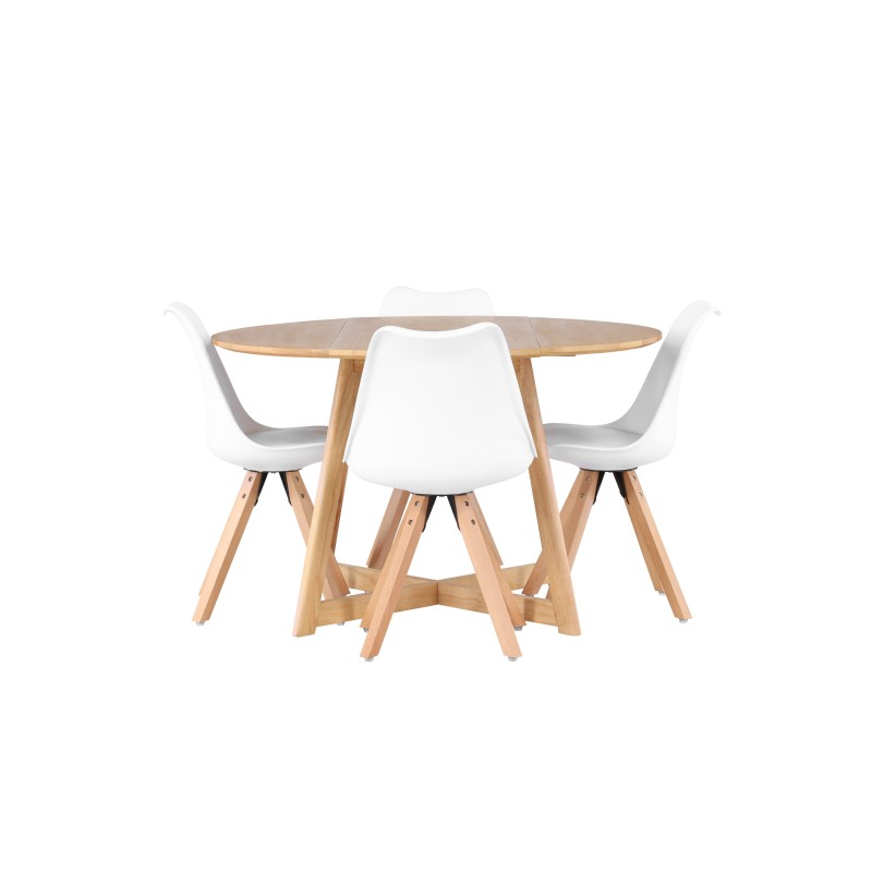 Yakidon söögilaud - kummipuit / tammepuust MDF + söögitool Zeno - looduspuit / valge PP _4