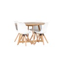 Yakidon söögilaud - kummipuit / tammepuust MDF + söögitool Zeno - looduspuit / valge PP _4