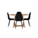 Yakidon söögilaud - kummipuit / Oaklook MDF + Polari söögitool - mustad jalad / must samet _4
