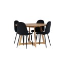 Yakidon söögilaud - kummipuit / Oaklook MDF + Polari söögitool - mustad jalad / must samet _4