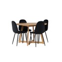 Yakidon söögilaud - kummipuit / Oaklook MDF + Polari söögitool - mustad jalad / must samet _4