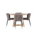Yakidon söögilaud - kummipuit / tammepuust MDF + Modesto söögitool - hall / suitsutatud must boucle _4
