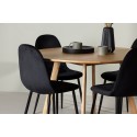 Yakidon söögilaud - kummipuit / Oaklook MDF + Polari söögitool - mustad jalad / must samet _4