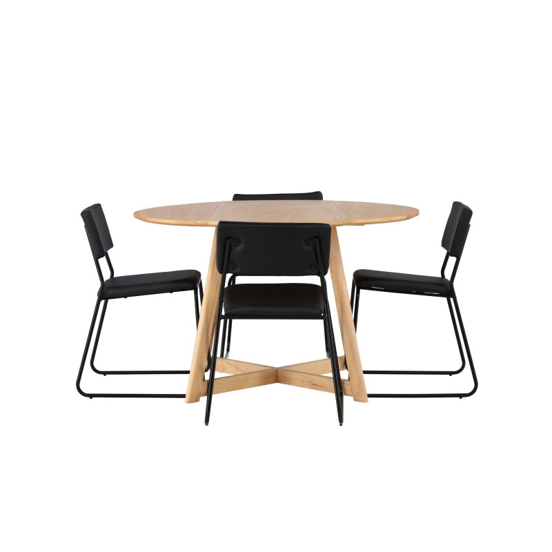 Yakidon söögilaud - kummipuit / tammepuust MDF + Kenth tool - must / must PU _4