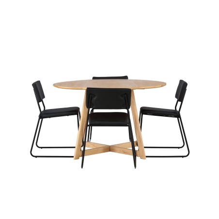 Yakidon söögilaud - kummipuit / tammepuust MDF + Kenth tool - must / must PU _4