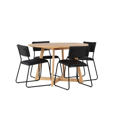 Yakidon söögilaud - kummipuit / tammepuust MDF + Kenth tool - must / must PU _4