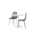 Hamden söögilaud - valge MDF + Eva söögitool - helehall / helehall Velvet _2
