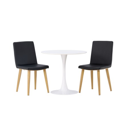 Hamdeni söögilaud - valge MDF + söögitool Today - loodus / must PU _2