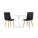 Hamdeni söögilaud - valge MDF + söögitool Today - loodus / must PU _2