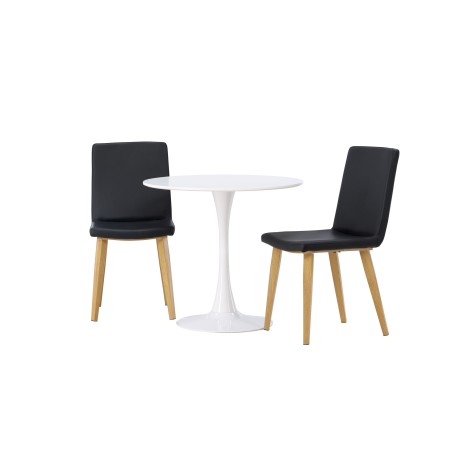 Hamdeni söögilaud - valge MDF + söögitool Today - loodus / must PU _2