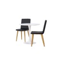 Hamdeni söögilaud - valge MDF + söögitool Today - loodus / must PU _2