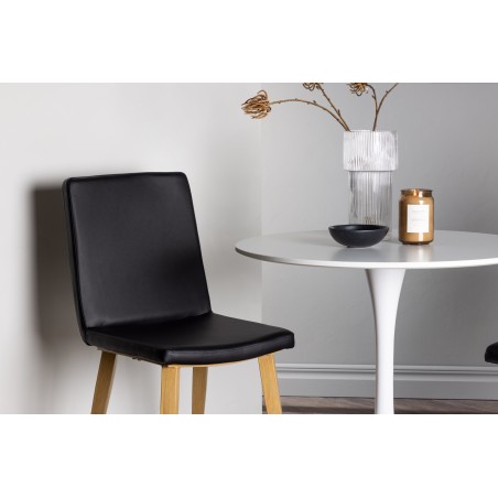 Hamdeni söögilaud - valge MDF + söögitool Today - loodus / must PU _2