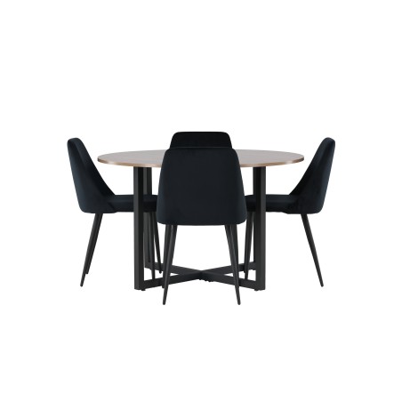 Durango söögilaud - must / pähkel MDF + öösöögitool - must / must samet _4