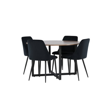 Durango söögilaud - must / pähkel MDF + öösöögitool - must / must samet _4