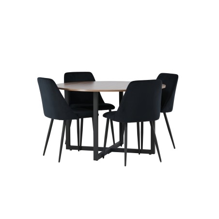 Durango söögilaud - must / pähkel MDF + öösöögitool - must / must samet _4
