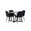 Durango söögilaud - must / pähkel MDF + öösöögitool - must / must samet _4