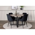Durango söögilaud - must / pähkel MDF + öösöögitool - must / must samet _4