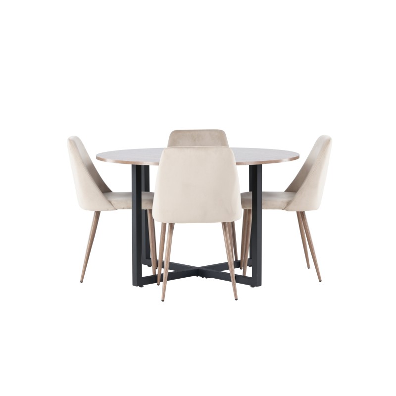 Söögilaud Durango - must / pähkel MDF + öösöögitool - tume pähkel / mokka / pruun kangas _4